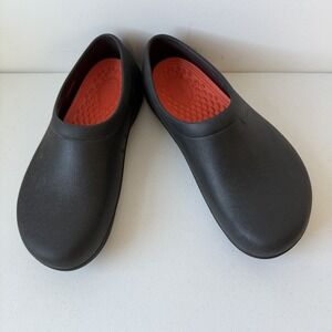 Crocs On-The-Clock Literide Work Slip-On Shoes Black w/Orange Insoles Men's 12